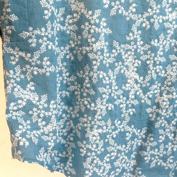 Ana Blue & White Floral V Neck Boho Beachy Feminine Pretty Blouse Top Sz S - Picture 7 of 10